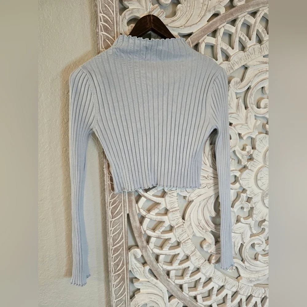 Princess Polly Ribbed Crop Top - Soft Blue